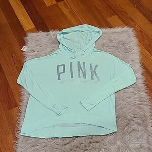 Pink by victoria secret light teal womens sheer long sleeve graphic shirt